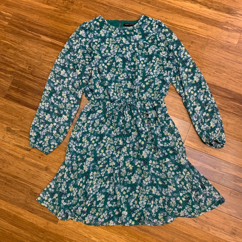 Banana Republic Green Floral Mini Dress